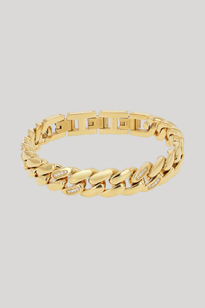 Armoured Bracelet with Zirconia in Gold