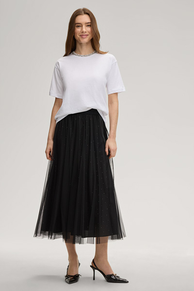 T-Shirt Thei mit Strass in Weiß