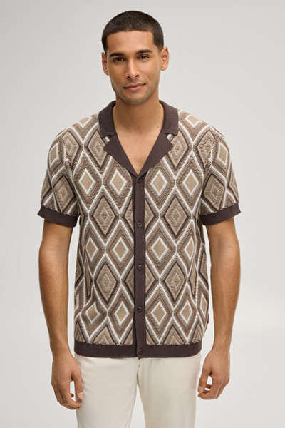 Diamor knitted shirt in brown/beige patterned
