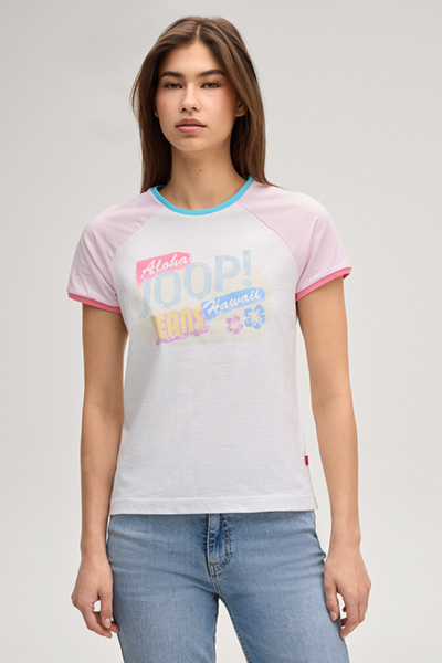 Torbina T-shirt in White/Pastel Pink