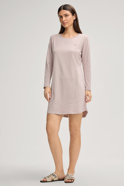 Cornflower-Nachthemd in Hellbeige/Weiß