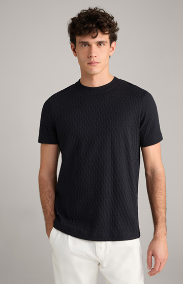 Cotton T-Shirt in a Textured Navy Finish