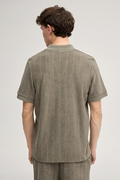 Poloshirt Mohala in Khaki gestreift