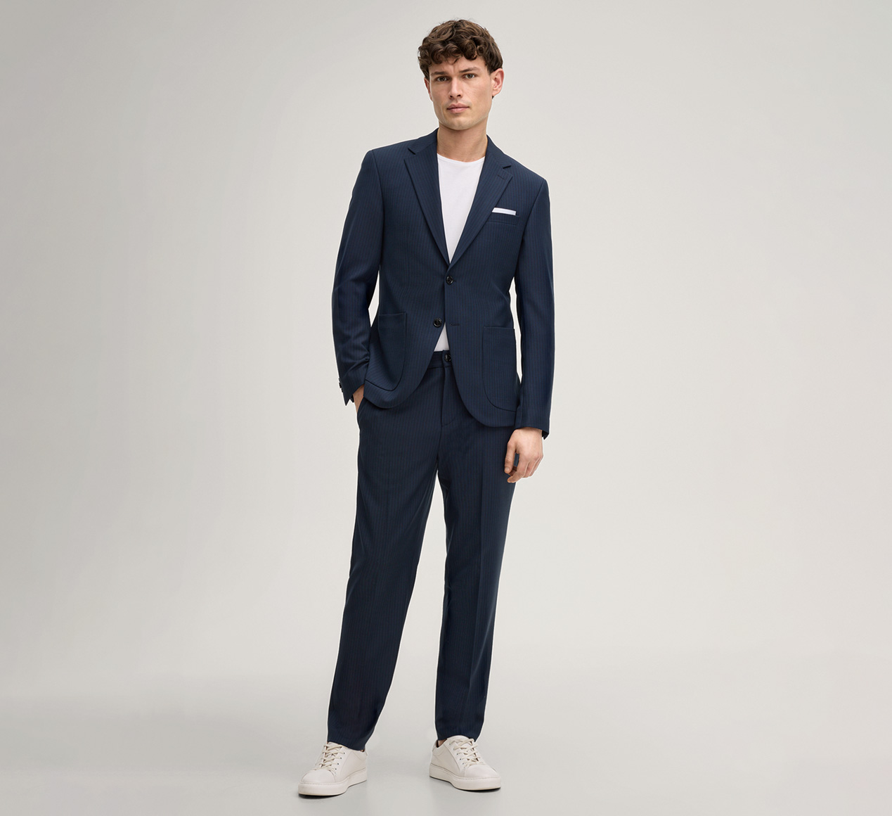JOOP! presents the product River modular suit pants in dark blue stripes from the category Trousers & Chinos