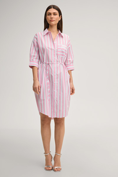 Hemdblusenkleid Dua in Rosa/Weiß gestreift