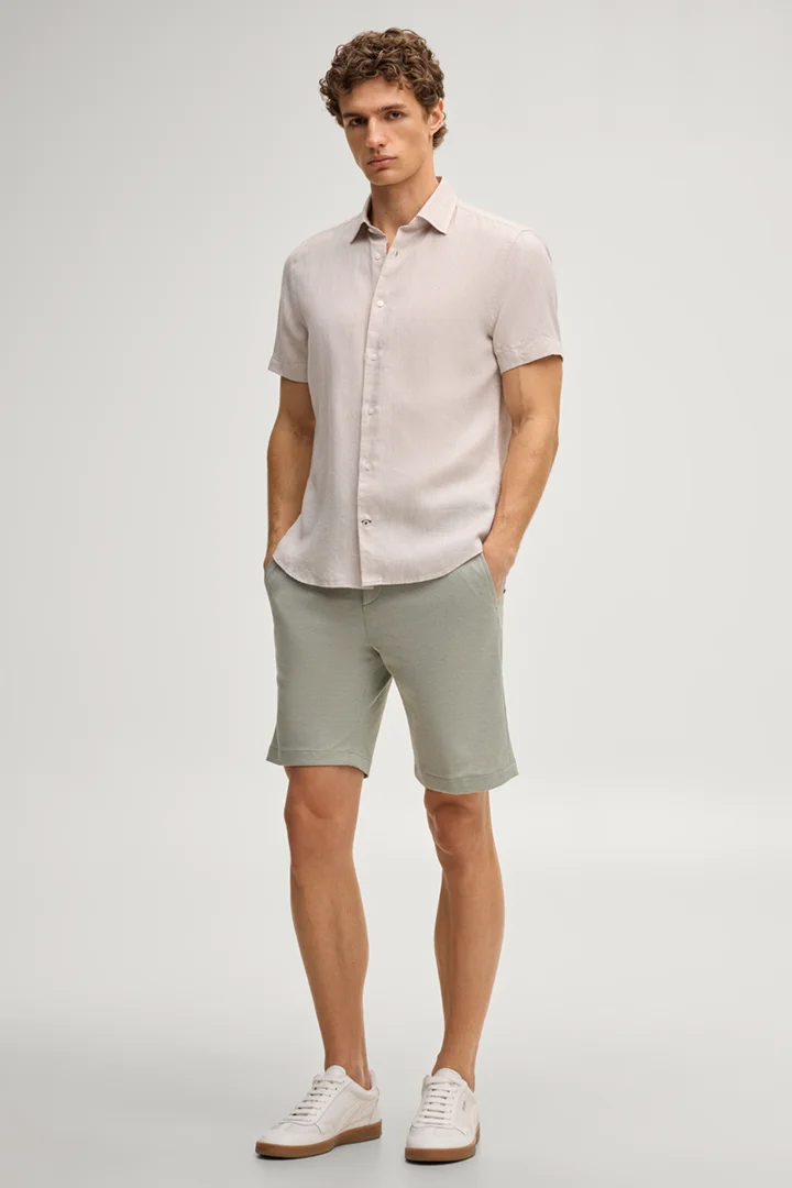 Leads to product detail page "Pit Short-Sleeve Linen-Blend Shirt in light beige"