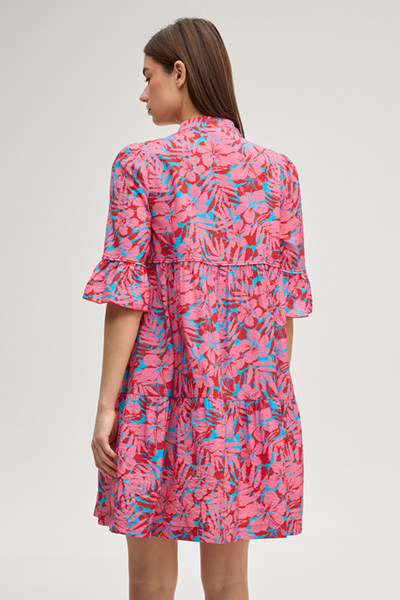 Devi dress in pink/blue patterned