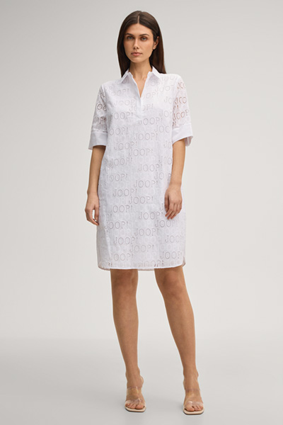 Deria shirt dress in white with logo pattern