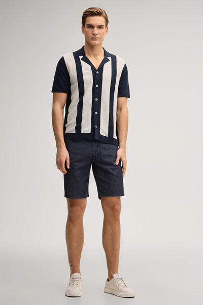 Galvo knitted shirt in navy/white stripes