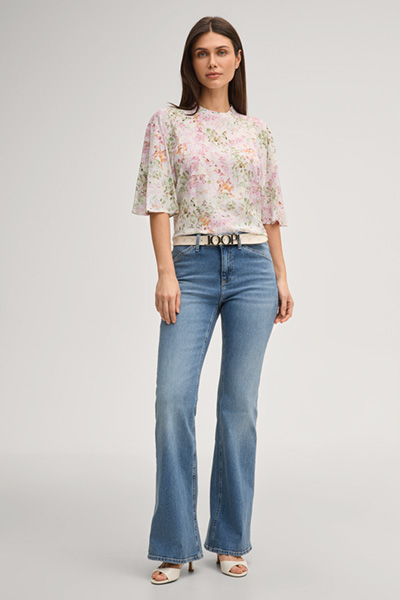 Brina blouse in pink/green patterned