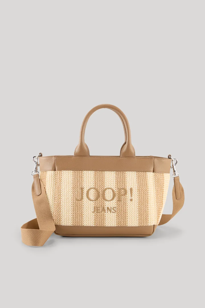 Führt zu Produktdetailseite „Handtasche Calduccio Spiaggia Yvette in Beige/Hellbraun gestreift"