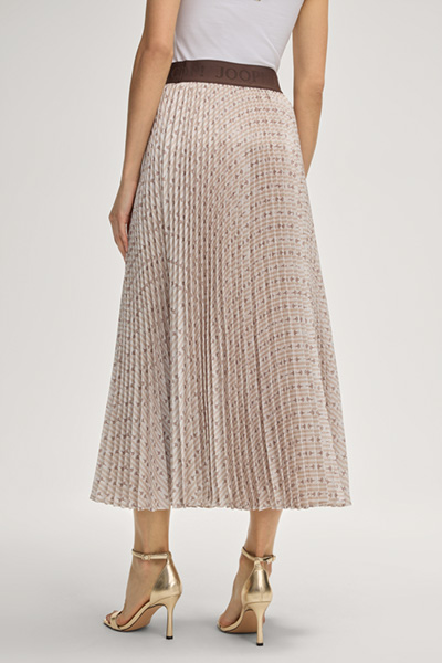Saphira pleated skirt in beige/brown patterned