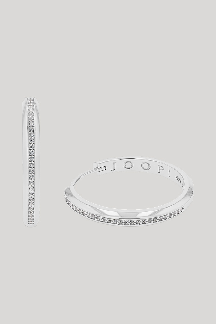 Zirconium Hoop Earrings in Silver