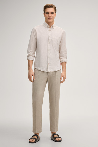 Bundfaltenhose Lead in Beige meliert