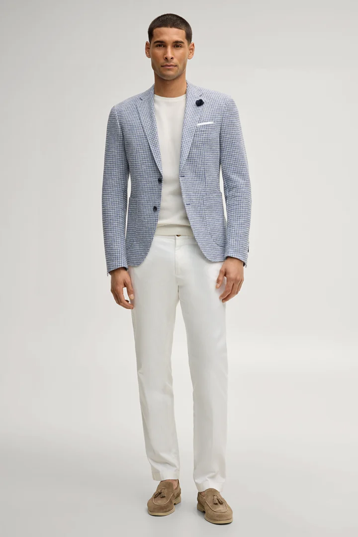 Führt zu Produktdetailseite „Sakko Hoverest in Mittelblau gemustert"