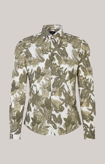 Pai Shirt in a White/Olive Pattern