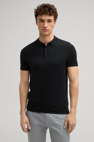 Bastianor Knitted Polo Shirt in Black