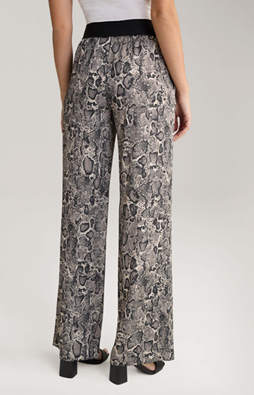 Philine Animal Print Satin Trousers in Brown/Black