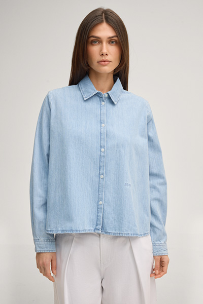 Urmina denim blouse in light washed denim blue