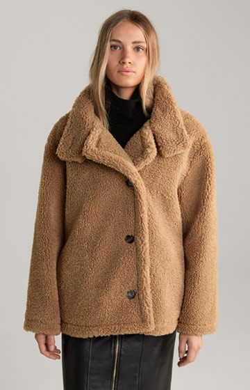 Teddy Fur Jacket in Beige