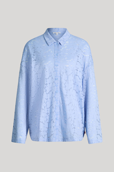 All-over lace loungewear shirt in blue