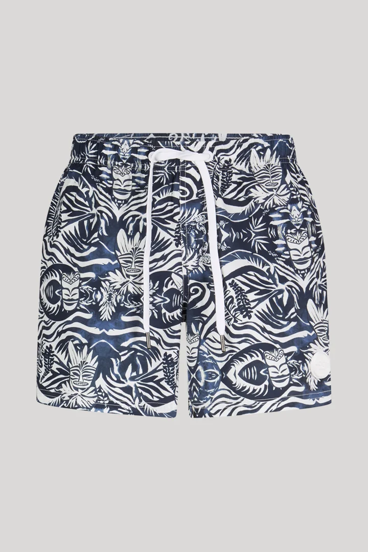 Führt zu Produktdetailseite „Badeshorts in Dunkelblau/Offwhite"