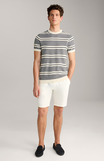 Vico Knitted Shirt in Navy/Off-white Stripes