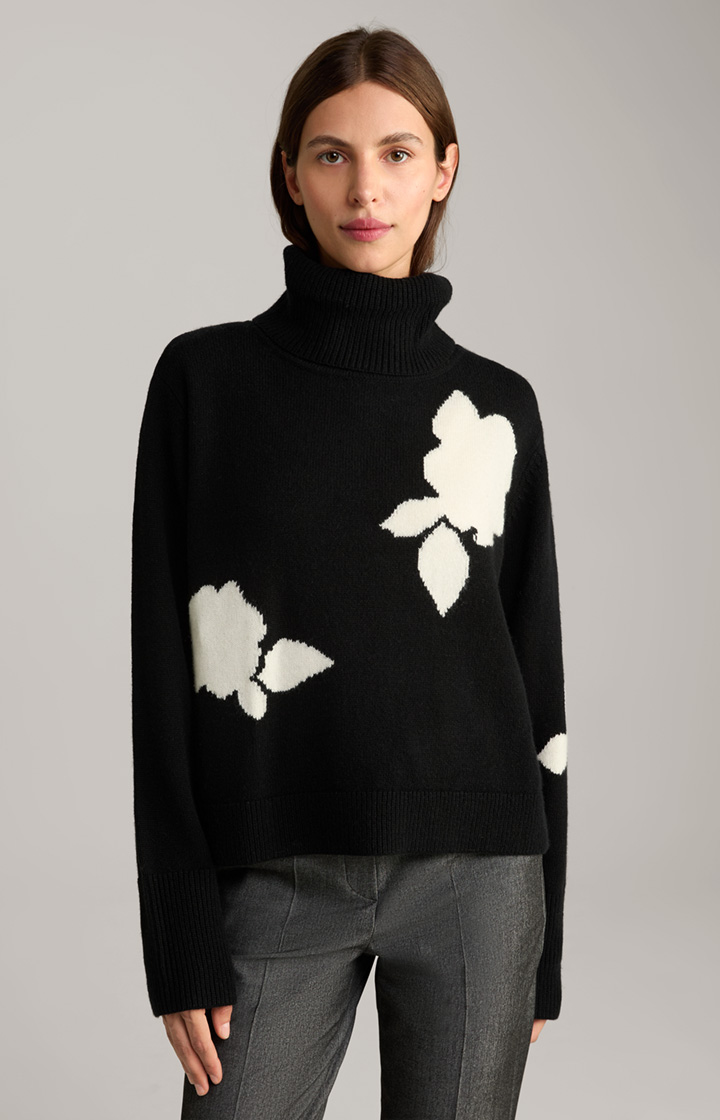 Turtleneck Jumper in a Black Pattern