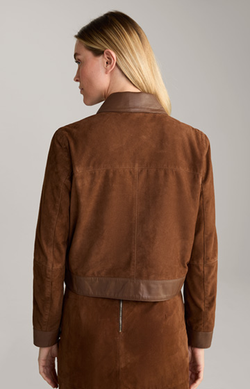 Suede Leather Jacket in Brown