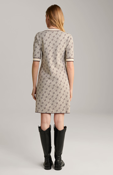 Knitted Dress in a Beige/Brown Pattern