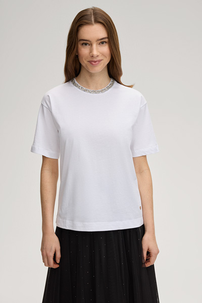 T-Shirt Thei mit Strass in Weiß