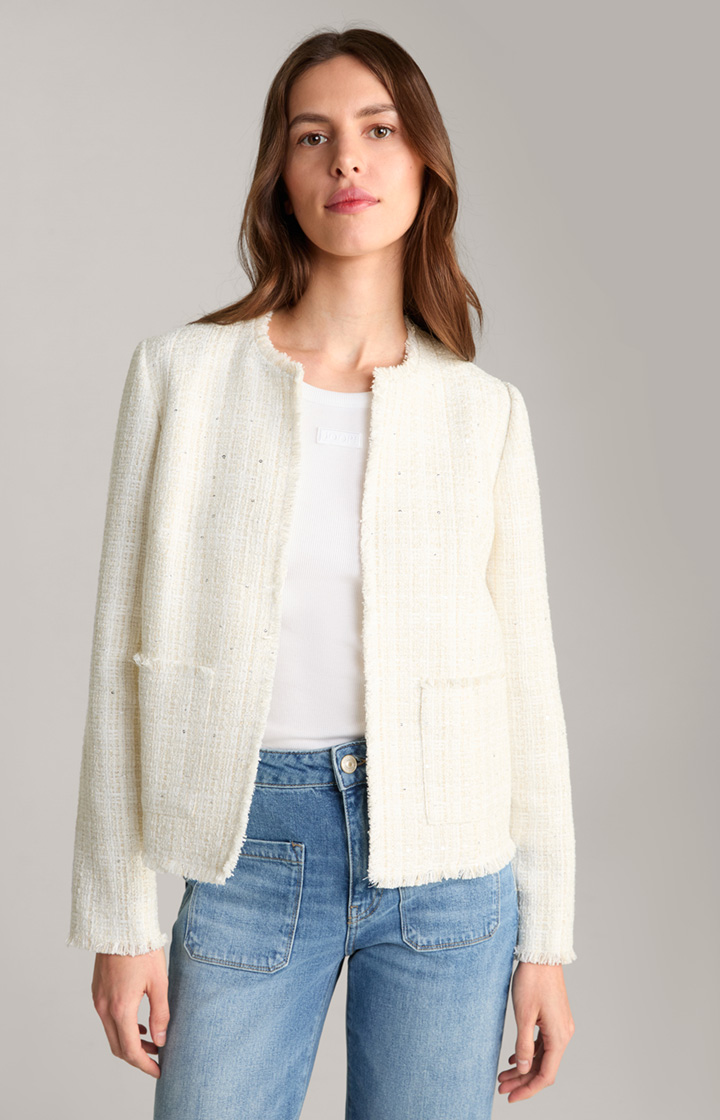 Tweed Blazer in Off-white/Gold