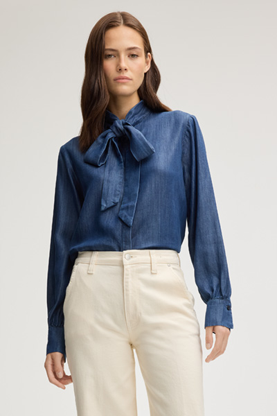 Ulla Denim Blouse in Dark Blue