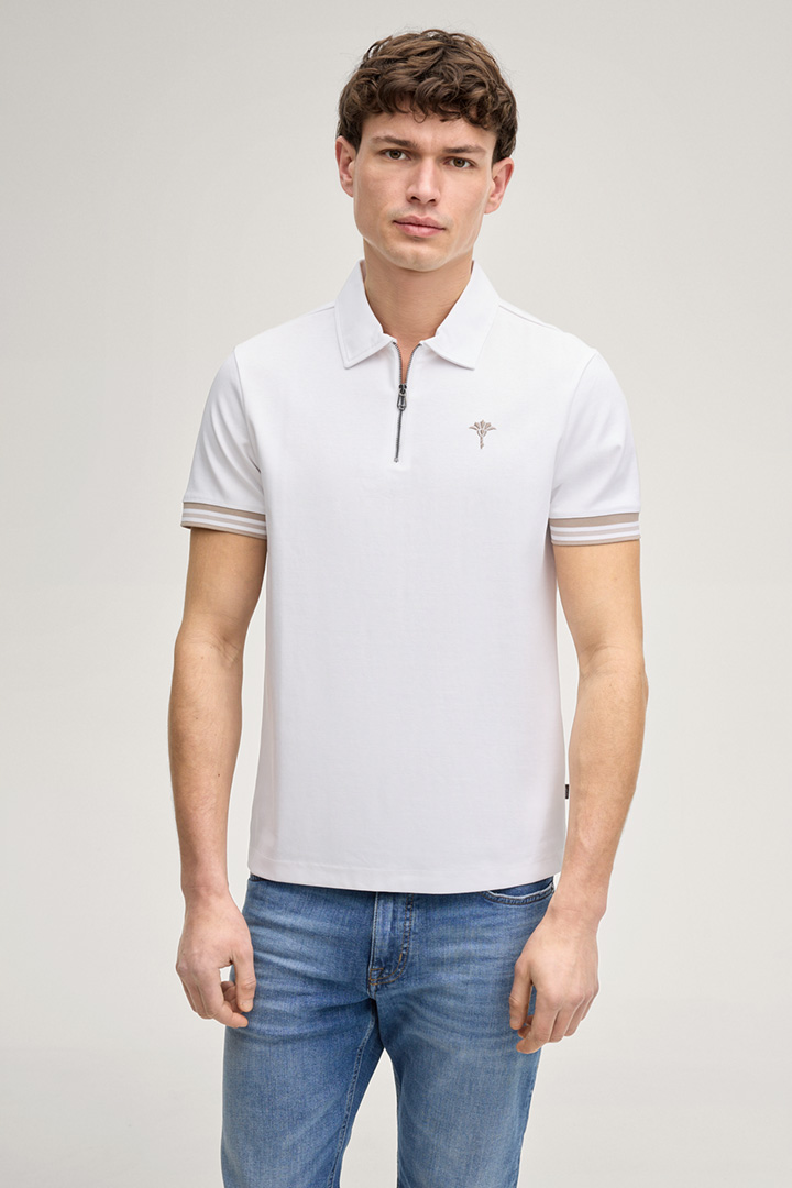 Führt zu Produktdetailseite „Zip-Poloshirt Warley in Weiß"