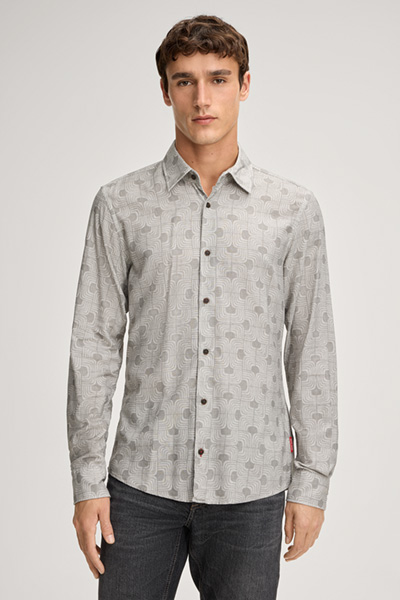 Hansen Shirt in a Light Grey/Sand Pattern