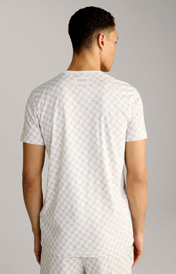 Loungewear T-Shirt in Offwhite/Grau gemustert