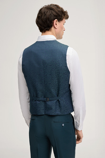 Weazer Suit Waistcoat in a Petrol Pattern