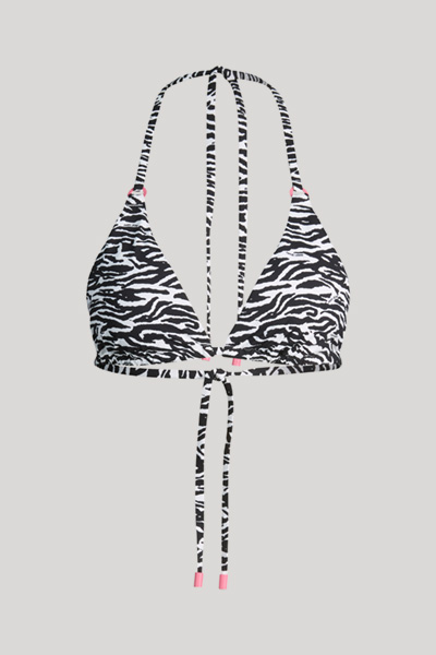 Triangle bikini top in black/white tiger print
