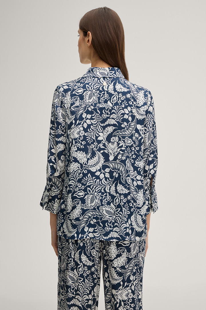 Bluse Bärbel in Navy/Weiß gemustert