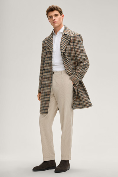 Mantel Beale in Beige Karomuster