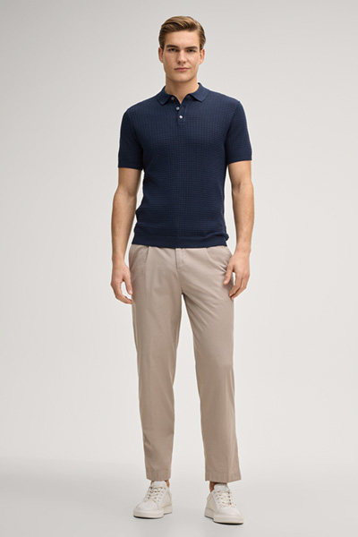 Vanceo polo shirt in dark blue structured fabric