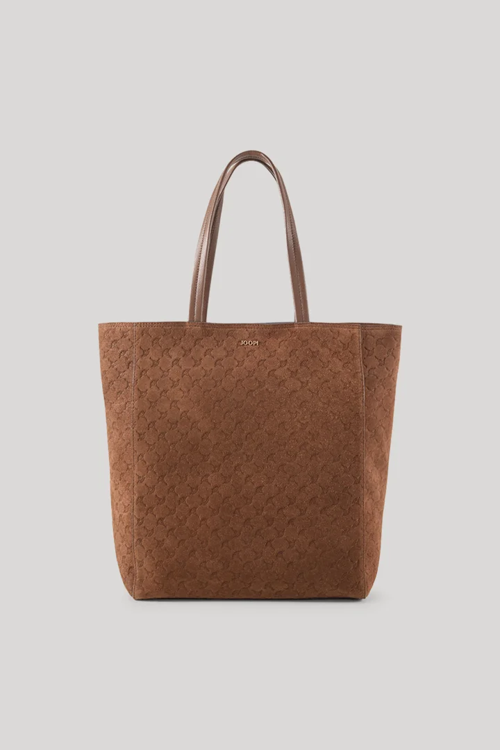 Leads to product detail page "Cornflower-Shopper Velluto Stampa Elea in brown"