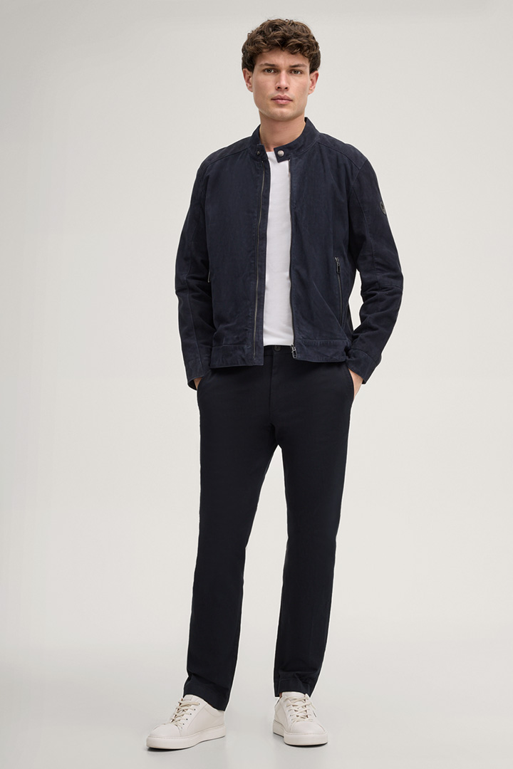 Führt zu Produktdetailseite „Velours-Lederjacke Ason in Navy"