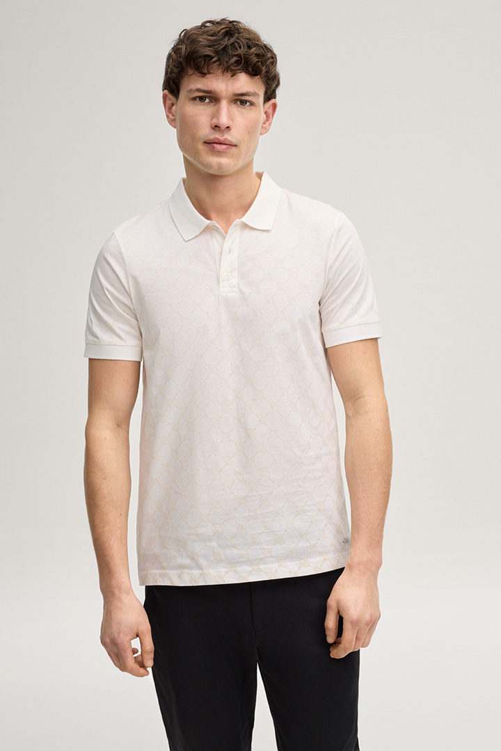 Leads to product detail page "Jesse Cornflower Polo Shirt in Off-white"