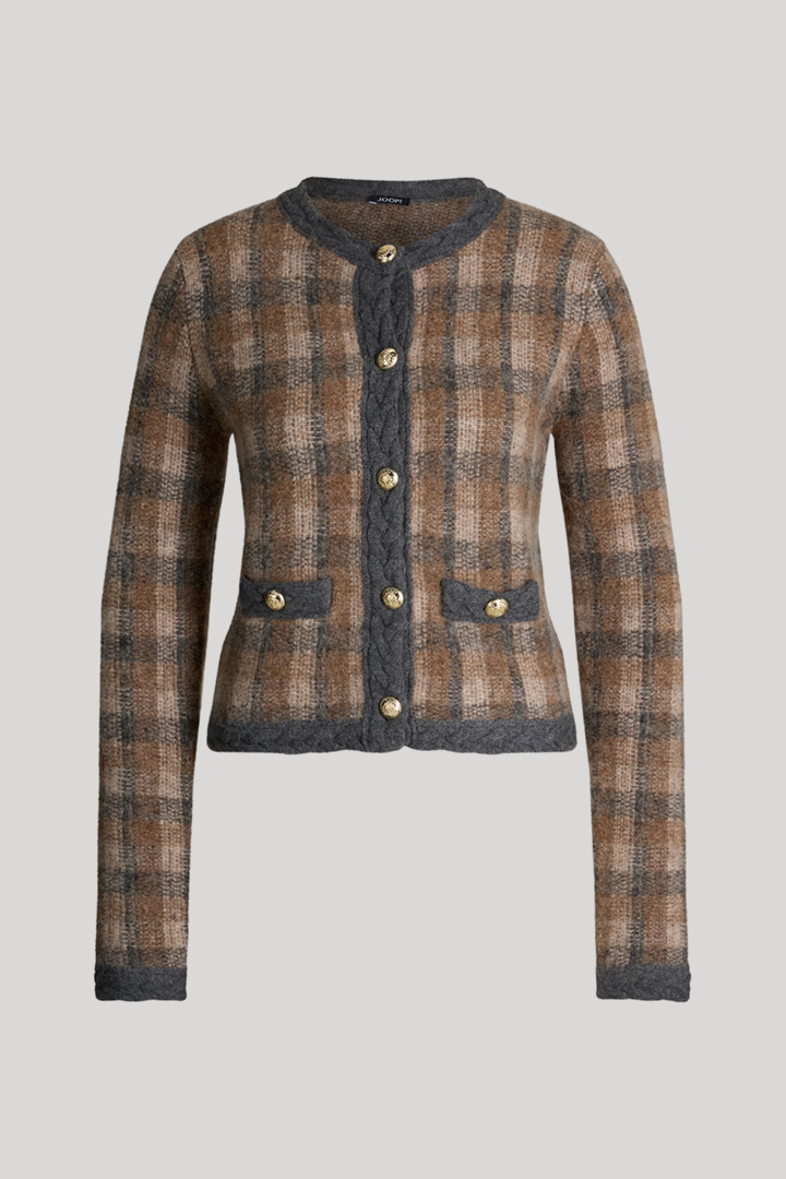 Kea Cardigan in Brown/Grey Check