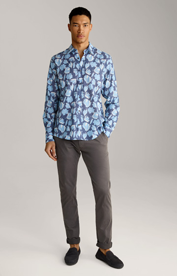 Hanson Cotton Shirt in a Dark Blue/Light Blue Pattern