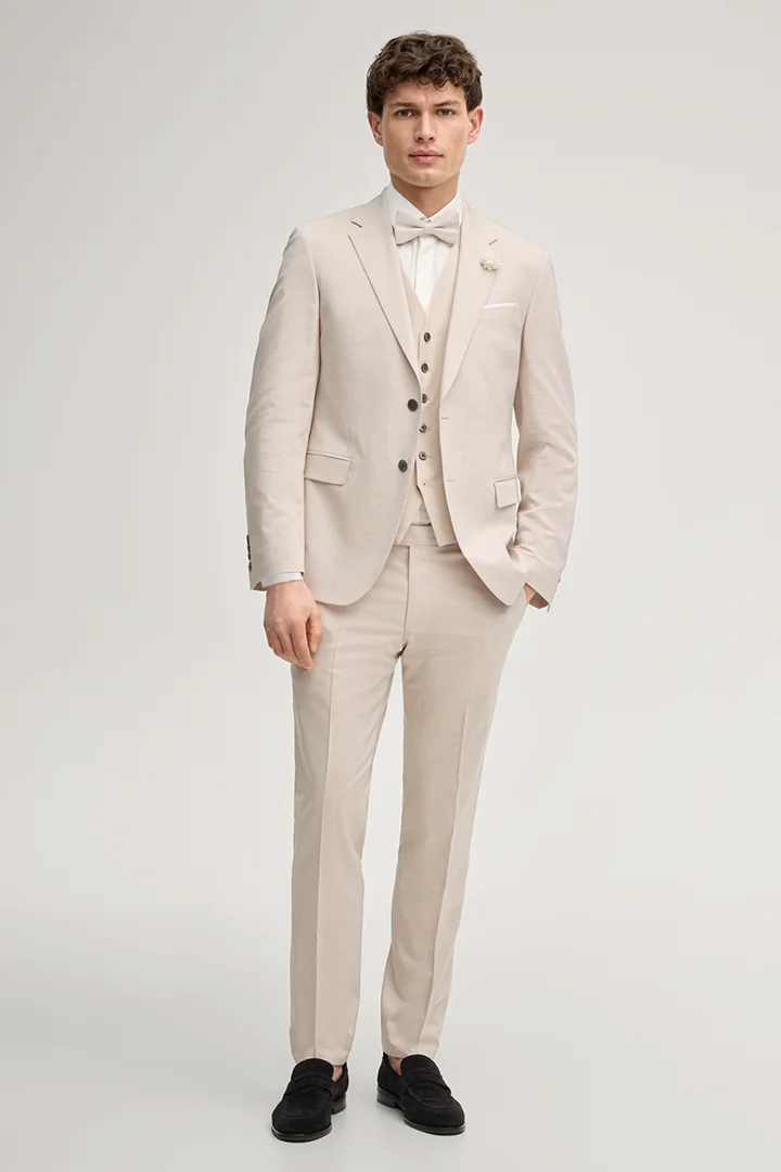 Leads to product detail page "Weazer Suit Waistcoat in Light Beige"