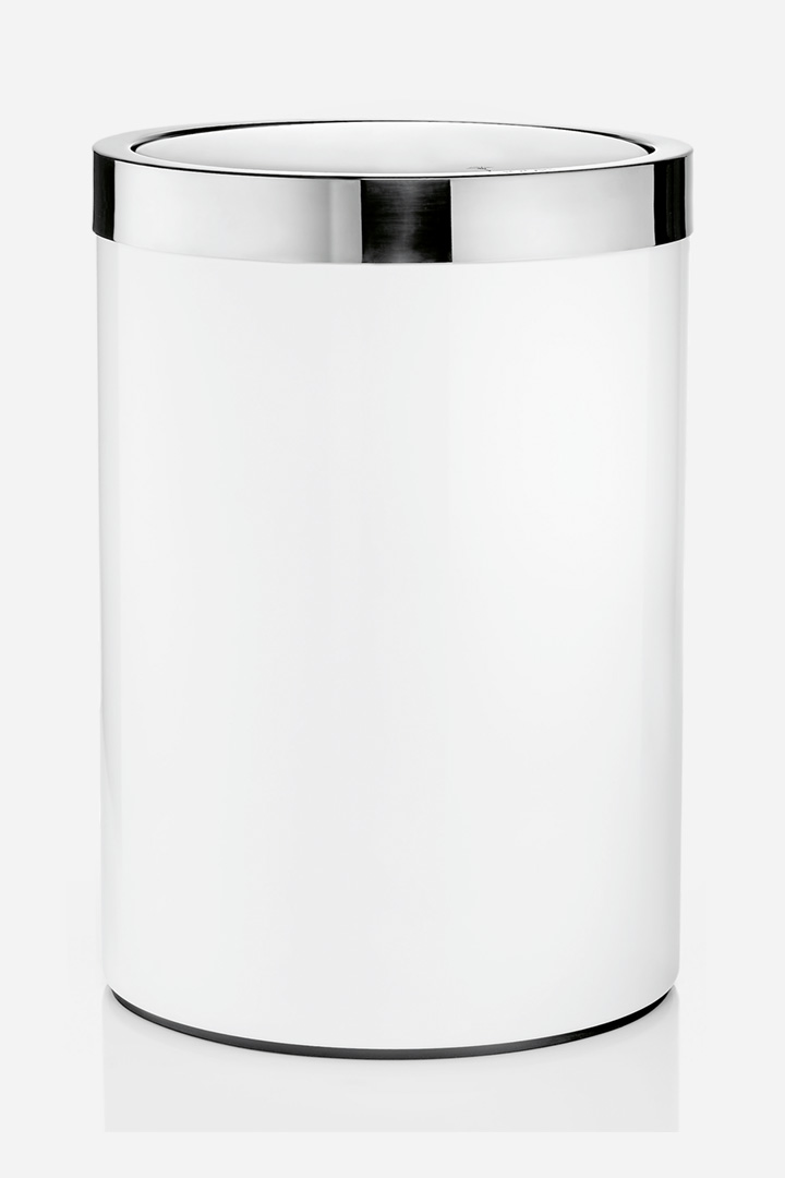 Leads to product detail page "JOOP! CHROMELINE Storage Bin with Swing Lid in Chrome/White"