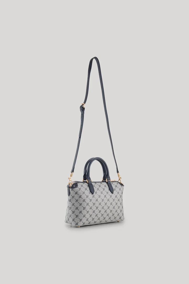 Leads to product detail page "Mazzolino lauren handbag in navy"