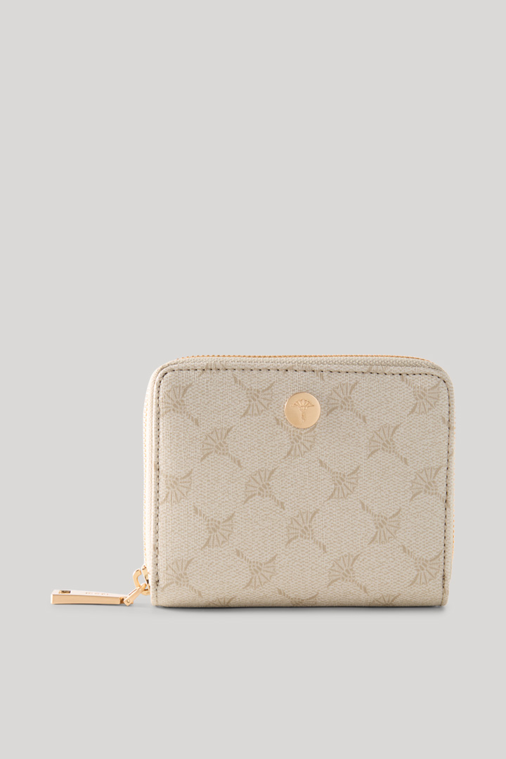 Leads to product detail page "Mazzolino Nisa purse in cream with pattern"